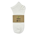 The Perfect Underwear bamboo socks in white, shown folded with kraft paper packaging labeled bamboo socks.